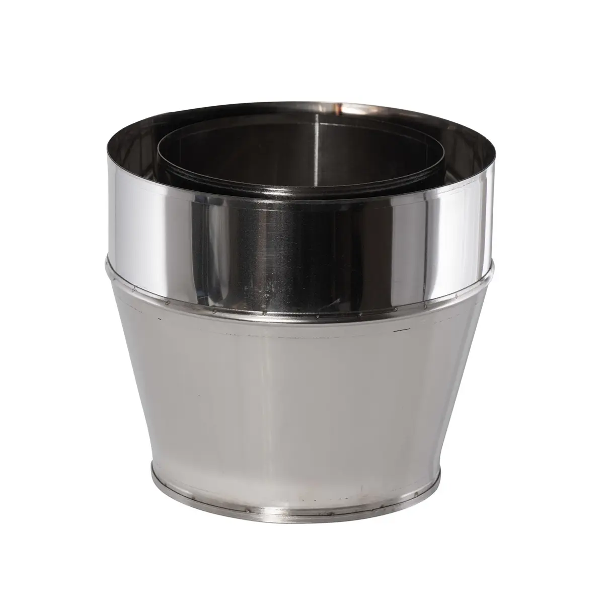 [501339] Aansluitstuk RVS dubbelwandig 200-150mm naar 150mm